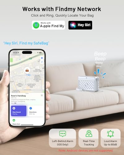 Dayear MFi Certified Safe Anti Theft Lock Box mit Find My App (iOS Only), Built in 8000mAh Power Bank, handtasche damen mit Fingerprint und Code, Diebstahlschutz Safe Deposit Box für Bargeld, Pässe