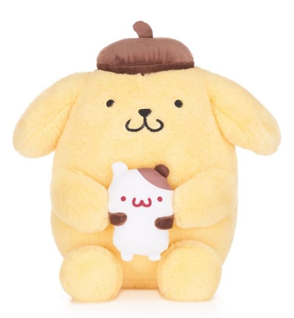 UKToyworld Fluffy PomomPurin Plush Toy Yellow 10inch Purin Holding Bear