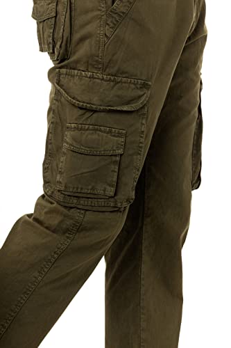 X Ray Men's Tactical Cargo Pants Straight Fit Deep Pockets Pant For Travel Outdoor Hiking Construction Work, Olive, 36W X 30L #TOP3