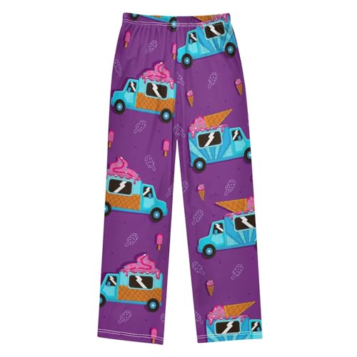 Ice Cream Truck Boys Pants Boys Athletic Pants Long Pant for Boywith Pockets Wide-Leg Size 6-14Y2