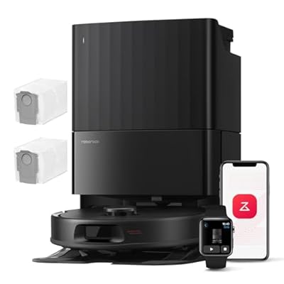 roborock Robot Aspirador QV 35A Set 8000Pa de succión Dos mopas giratorias elevables cepillos antienredos tecnología reactiva para Evitar obstáculos navegación y mapeo Negro