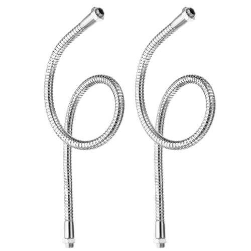 PATIKIL 19,7'' Schwanenhals-Schlauch, 2 Stück M10 zu M8 Feingewinde Metall-Positionierungsschlauch Flexibler Armrohrverlängerung für Lampe, DIY-Ausrüstung, Silberton