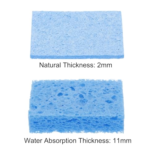 Image of MECCANIXITY 40PCS Soldering Sponge 50 x 35mm Rectangle Blue Cleaning Pad Welding Tip Iron Replacement for Cleaning Soldering Iron 2mm Natural Thickness 11mm Water Absorption Thickness