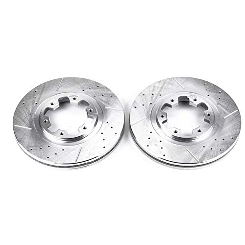 Image of PowerStop Evolution Front Brake Rotors for INFINITI QX4 1997-03 | Nissan Pathfinder 1999-04 - Drilled & Slotted Performance Disc Rotors Upgrade, JBR917XPR