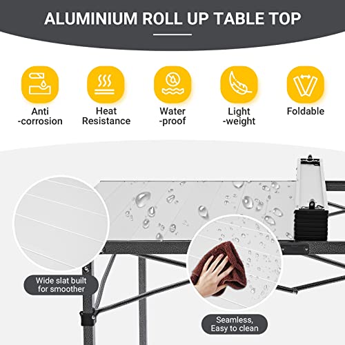 Kingcamp Camping Table Aluminum Folding Table Portable Lightweight Roll Up Foldable Camp Table For Indoor & Outdoor Camping Picnic Barbecue Backyard Party, 4-5Person #TOP2