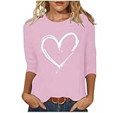 Women Love Heart Printed Shirts Junior Tops Cute Casual Graphic Tshirts Trendy Tees Spring Summer Clothes Plus Size Pink