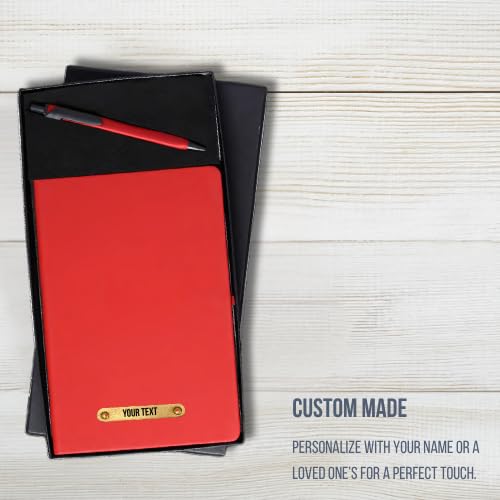 Image of 2 in 1 Personalized Office Gift Set of Pen and Notebook Diary with Your Name Engraved, A gift for all Corporate and Personal Occasions (Red)