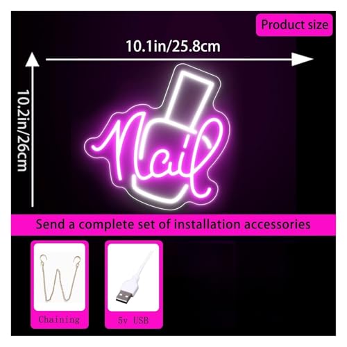 Néon led dimmable USB avec clous de fixation pour salon de manucure - 4