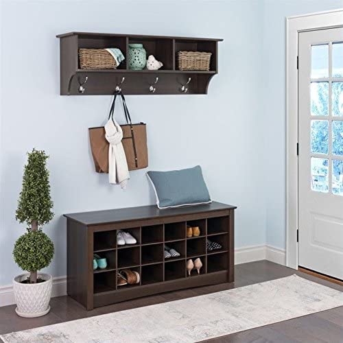 Prepac Shoe Cubbie Bench, 24" X 48" X 16", Espresso #TOP1