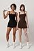 QINSEN Pleated Workout Dress with Built in Shorts Square Neck Sleeveless No Bra Summer Athletic Dress Black M