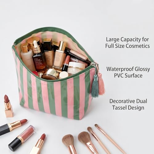 Bolso cosmético rayado impermeable, bolsa viaje 10 in miniatura 6