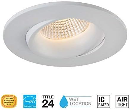 3.5 Inch LED Pot Light by Liteline – Round Gimbal Fixture for Wet Locations – Ultra-Elegant & Subtle Design – Dimmable & Directional Lighting – Selectable CCT – Residential & Commercial (4000K, White)