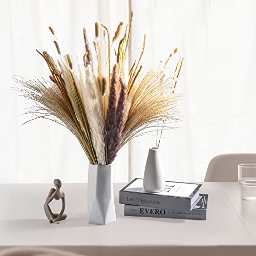 120Pcs Natural Dried Pampas Grass Bouquet Decor, Christmas Decorations,Boho Home Room Wedding Party Arrangements,Fall Dry Flowers Bundles Bulk Tall,Large White Reed,Bunny Tails,Artificial,Faux Plants #TOP5