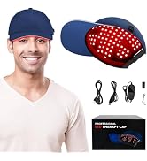 LONLIKE Light Therapy Hat, Red Light Cap for Head with Timer & Controller, Red Light 630nm Infrar...