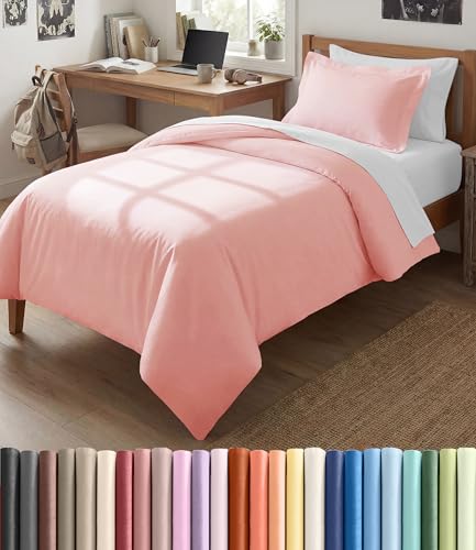 Image of Duvet Cover Twin /Twin XL Size Set - Extra Soft Twin /Twin XL Duvet Cover 68 inch x 90 inch with 1 Pillow Sham for Women, Men, Kids & Teens - Comfy, Easy-Care & Fade Free w / Zipper Closures & Ties (Baby Pink)