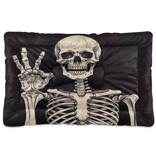 Nesatuwa Funny Skeleton Dog Bed Machine Washable Pet Bed Mattress Comfortable Soft Pet Bed Mat Non-Slip Bottom Couch for Small Medium Dogs,24x18 Inch