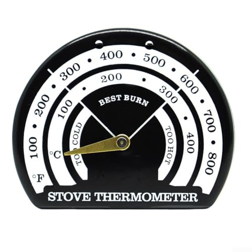 Stove Thermometer for Log Burners with Oversized Easy Read Plate and Heat Resistant Scale up to 300°C(Black)