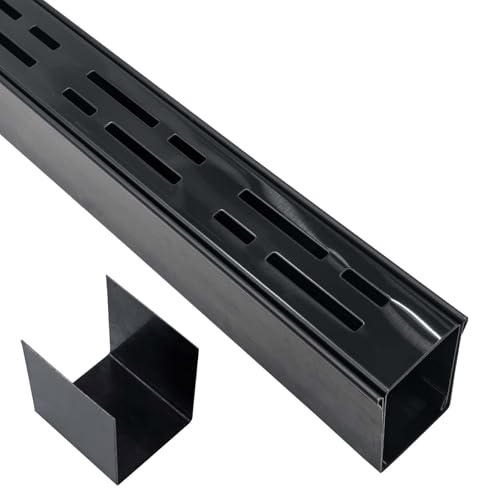Black Channel Drain 2" Wide x 3' 3-5/8" Sections x 1 Pc,Outdoor Pool Deck Drain Channel 304 Stainless Steel with Coupling,Pool Drain for Concrete/Paver/Patios/Walkways