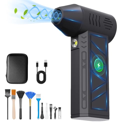 Seyaom Soplador de polvo eléctrico recargable, alternativa al spray de aire comprimido para limpieza de PC, batería de 130.000 RPM, 4 velocidades comprimida para electrónica, sofá, coche
