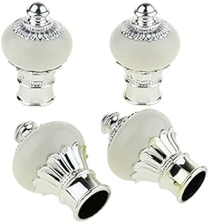 4 Pieces Curtain Pole Finals Decorative Curtain Pole Ends Rod Heads FinIals Caps 28mm Diameter - Milk White, as described