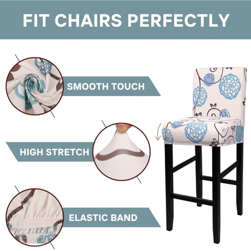 Image of SearchI Bar Stool Covers Set of 2, Stretch Washable Barstool Seat Covers, Counter Height Chair Covers for Kitchen Dining Room Cafe (Ball Flower)