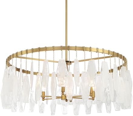 Minka Lavery 3626-732 Willow 6 Light 36" Wide Multi Light Pendant - Legacy Brass with White Swirl Glass