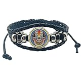  Lucky Hamsa Fatima mano occhio nero intrecciato bracciale in pelle intrecciata gioielli punk bracciale uomo, 20mm, Vetro