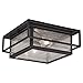 VAXCEL Hyde Park Bronze Mission Square Outdoor Flush Mount Ceiling Light Clear Glass