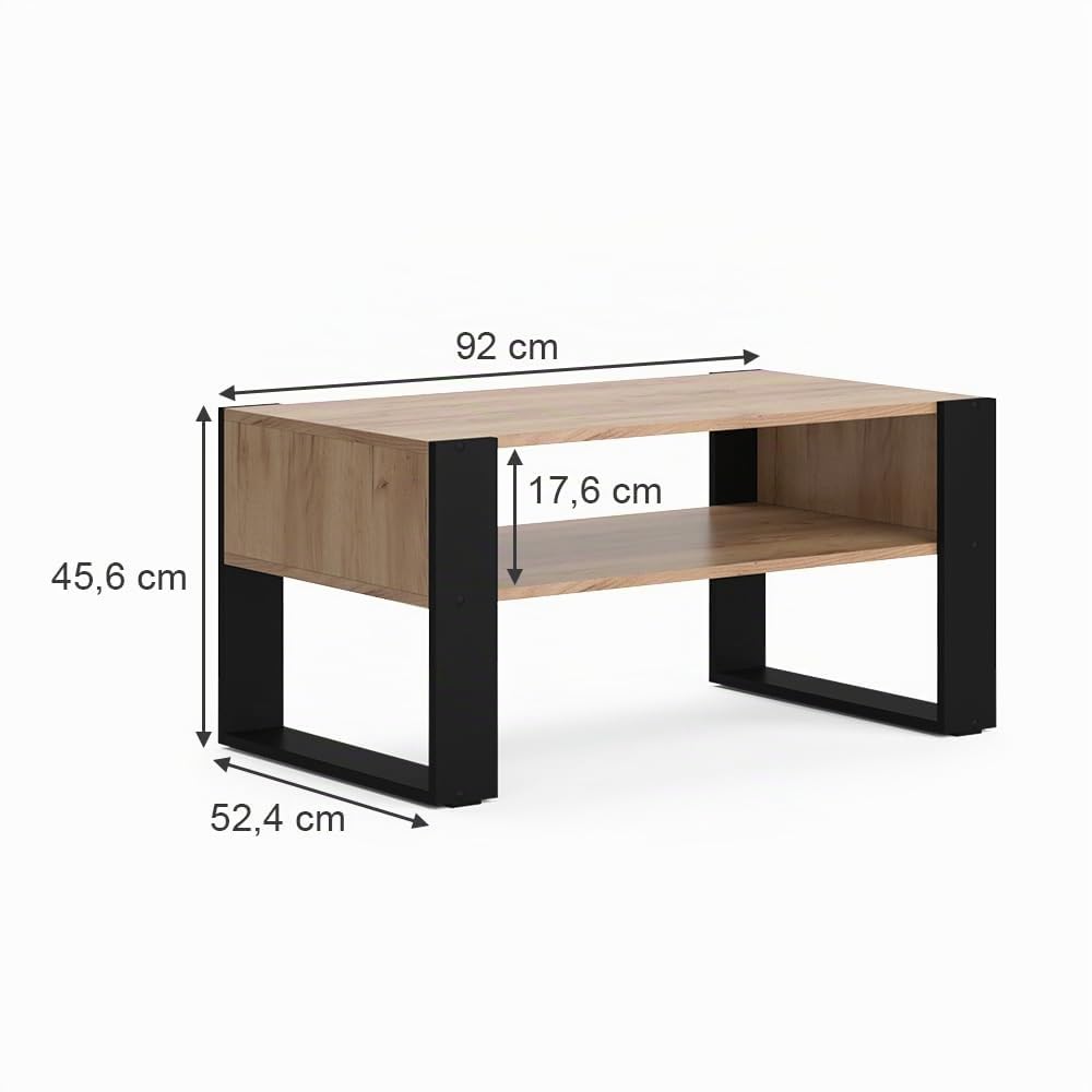 Vicco Couchtisch Olli, Goldkraft Eiche, 92 x 52.4 cm