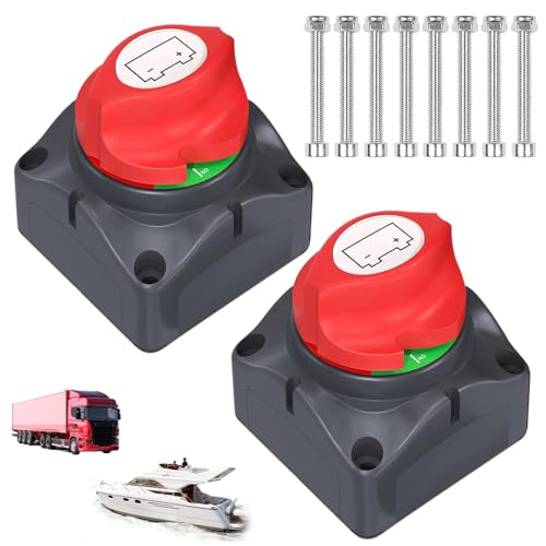 BIZOI Desconectador de Bateria Coche 12V 24V 48V, 275A Desconectador de Bateria, Interruptor de Batería ON-OFF, Corta Corriente para Barco, Caravana, Camión, Camper, Autocaravana, Moto 2 paquetes