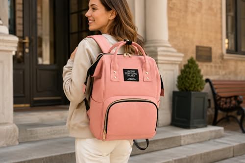 Image of Baby Diaper Bag Backpack for Mothers - Large Capacity Multi Functional Baby Care Bag with Front Pocket, Dual Handles, Shoulder Straps and Zipper Compartments