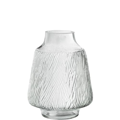 Vase en verre strié transparent de table stable pour grandes fleurs - 2