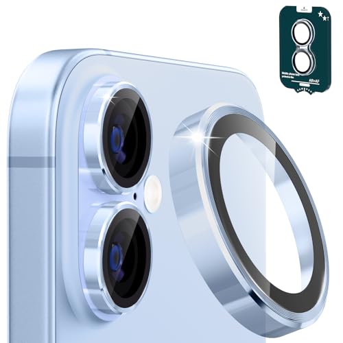 imluckies Protector de lente de cámara para iPhone 17 6.3", AR+AF Vidrio templado transparente HD con Dureza 9H, Anillo Metálico Individual Resistente a Arañazos, Compatible con Fundas, Azul