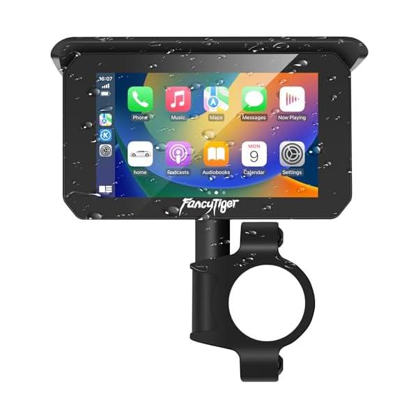 Newest Motorcycle Carplay & Motorcycle Android Auto, 5 Inch IPS Motorcycle GPS Touch Screen, Motorcycle GPS Navigation System, WiFi, Bluetooth, Waterproof, Siri/Google Assistant