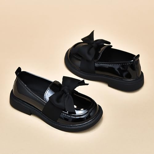 Image of Toddler Girl's Dress Shoes Comfort Bowtie Princess Oxford Style School Uniform Shoes Loafer Flats
