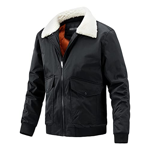 Veste Cargo pour Hommes DGKaxiyaHM Manteau Bomber d'Hiver en Coton Coupe-Vent Taille Plus