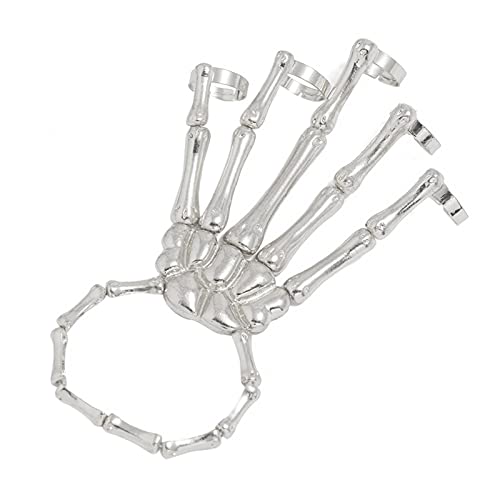 Halloween Schädel Armband, Skelett Metall Finger Hand Knochen Armband Mit Verstellbarem Ring, Punk Rock Gothic Skelett Knochen Hand Kralle Für Männer Und Frauen, Metall Schädel Finger Knochen Gelenk Cover