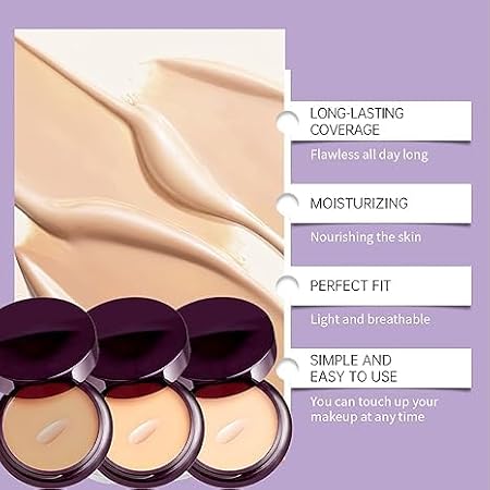Evanesce Soft Matte Cream Concealer, Full-Coverage Waterproof Moisturizing Hydrating Foundation,Long Lasting Moisturizing Lightweight,Color Correcting Cream with Makeup Brush (Dark)