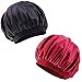 Produktbild Yongbest Nacht Schlaf Mütze,2 Stück Satin Bonnet Elastisch Breit Band Hut Satin Cap für Frauen Mädchen schlafen Chemo Haarausfall
