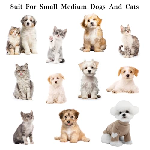 Yaopelky Sweatshirt für kleine Hunde bis mittelgroße Hunde mit Herzaufdruck Warmes Haustier Shirt auch für Katzen Welpen geeignet für Teddy Chihuahua und Schnauzer(Kaffee, S)