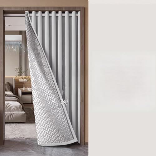 Rideau de porte à isolation thermique avec tringle : isolation phonique et occultation beige