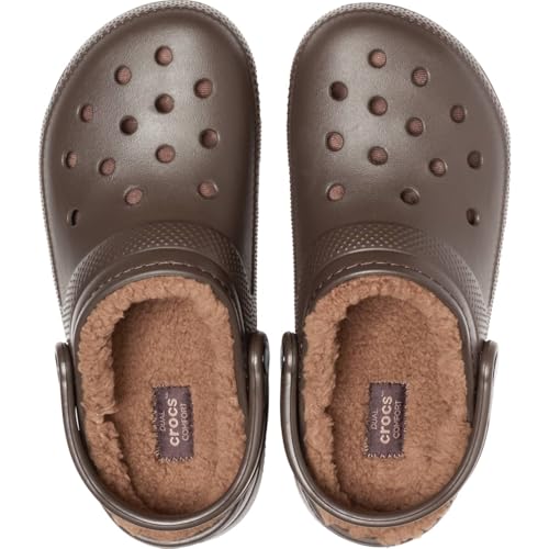 Image of Crocs Unisex Adult Mens and Women's Classic Lined | Fuzzy Slippers Clog, Espresso /Walnut, 16 Women /14 Men US