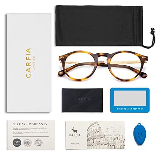 Image of CARFIA Acetate Round Blue Light Blocking Glasses for Women Anti Eye Eyestrain Computer Gaming Glasses CA5373NF