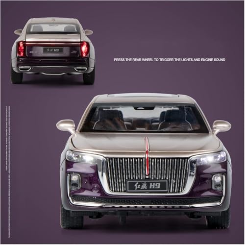 Image of LONGMIRE 1:24 HONGQI H9 Luxury Sedan Toy Car Model, Diecast Collectible Pull Back Model Car with Sound and Light, Toy Gift Vehicles for Adults Kids Boys Girls【Color As Per Stock】