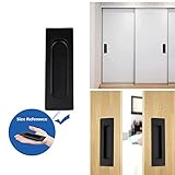 2 Pack Black Flush Pulls 120mm Length Sliding Door Handles Recessed Flush Finger Pull Matte Black Stainless Steel Cabinet Drawer Knob Sliding Door Handles for Door Cabinet Drawer Wardrobe - Image 5