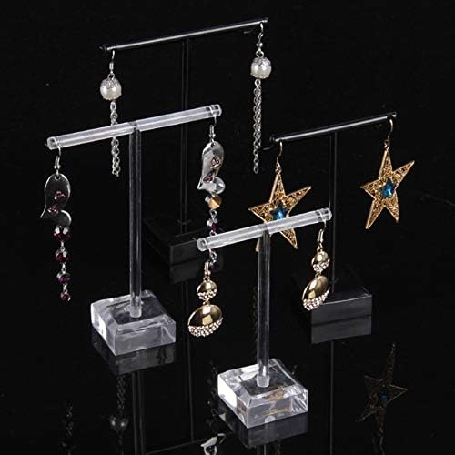 ACAMPTAR Acrylic Earrings Jewelry Display Rack Stand Organizer Holder Case Necklace Bouches Ornament Hanger T-Bar 2Pcs/Set Black
