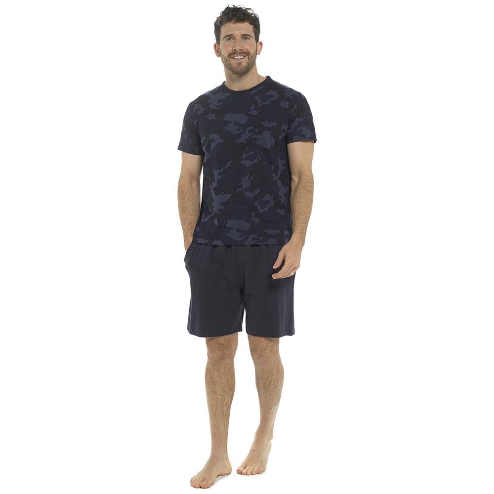 A2z Men's Camo Blue Camouflage Top Shorts Pyjama Set Comfortable Lightweight Stylish - Pjs Pm226 M
