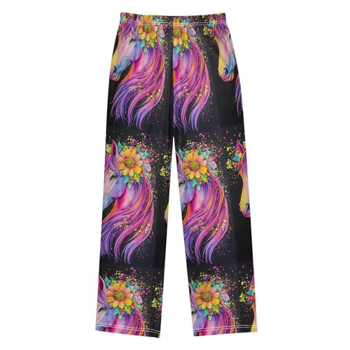Pajama Pants Sleep Pants Flower Pink Hair Unicorn for Age 6-142
