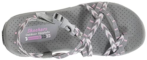 Skechers womens Reggae-islander - Multi-strap Toe Thong Slingback Sandal, Grey, 10 US