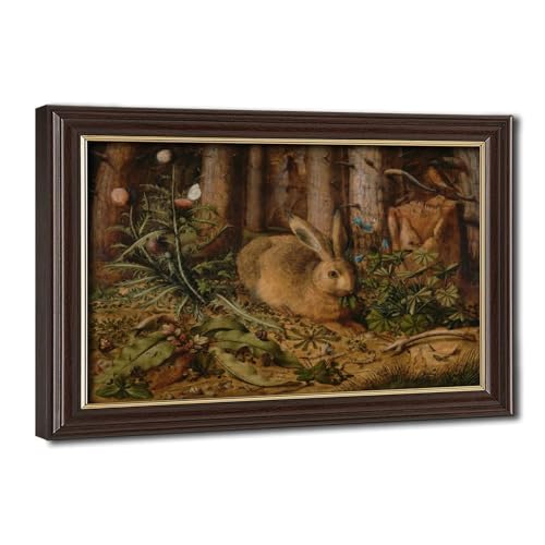 Affiche lièvre forêt Hans Hoffmann cadre suspendu déco vintage 20x30